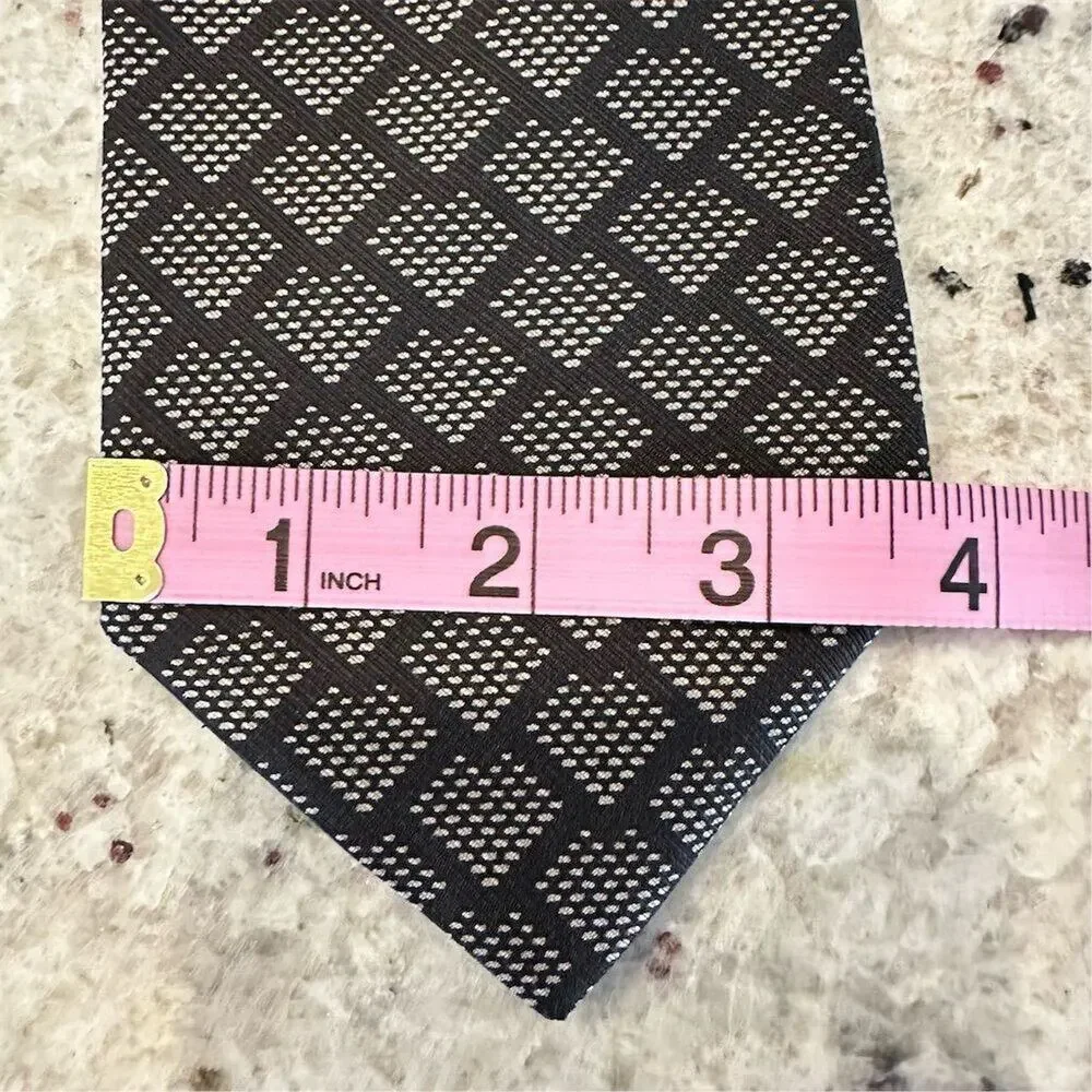 Giorgio‎ Armani Vintage Men's black Silver Geometric Silk Tie Made in Italy - Picture 14 of 15